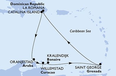 Itinéraire de votre croisière Croisière Caraïbes  Antilles  