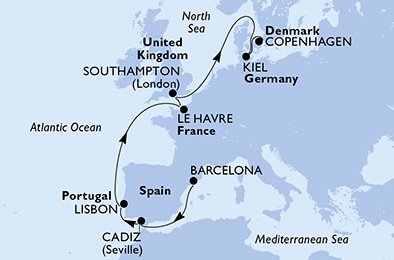 Itinéraire de votre croisière Croisière Europe du Nord  