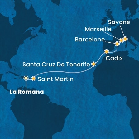Itinéraire de votre croisière Croisière Transatlantique  