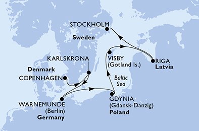 Itinéraire de votre croisière Croisière Baltique  