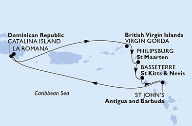 Itinéraire de votre croisière Croisière Caraïbes  Antilles  