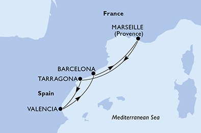 Itinéraire de votre croisière Croisière Méditerranée  
