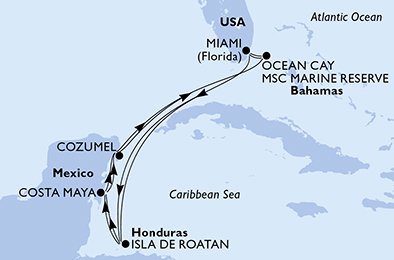 Itinéraire de votre croisière Croisière Caraïbes  Antilles  