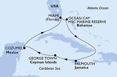 Itinéraire de votre croisière Croisière Caraïbes  Antilles  
