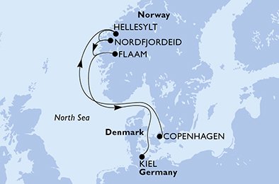 Itinéraire de votre croisière Croisière Norvège  