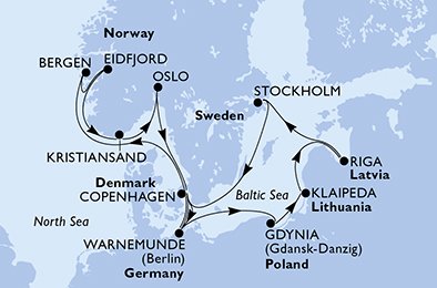 Itinéraire de votre croisière Croisière Europe du Nord  