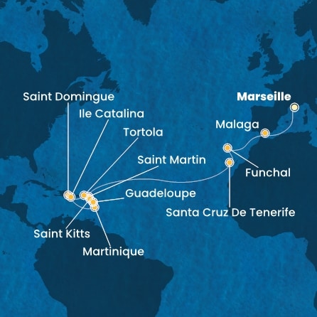 Itinéraire de votre croisière Croisière Transatlantique  