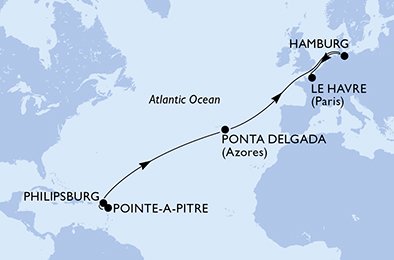 Itinéraire de votre croisière Croisière Transatlantique  