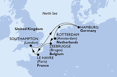 Itinéraire de votre croisière Croisière Europe du Nord  