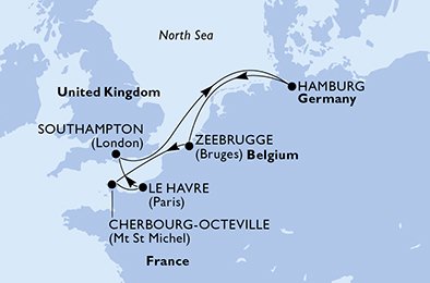 Itinéraire de votre croisière Croisière Europe du Nord  