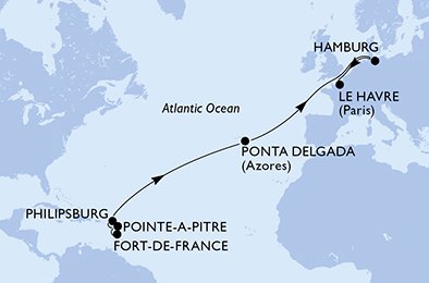 Itinéraire de votre croisière Croisière Transatlantique  