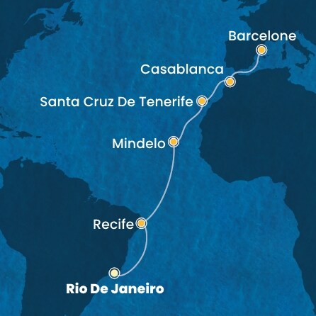 Itinéraire de votre croisière Croisière Transatlantique  