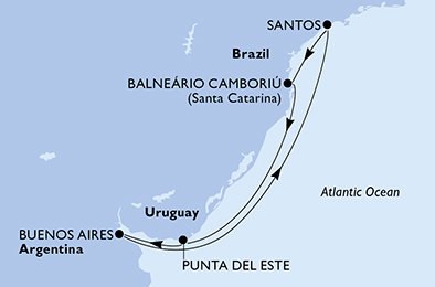 Itinéraire de votre croisière Croisière Brésil  