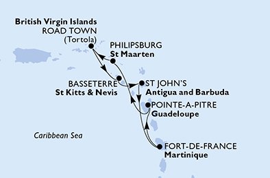 Itinéraire de votre croisière Croisière Caraïbes  Antilles  