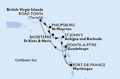 Itinéraire de votre croisière Croisière Caraïbes  Antilles  