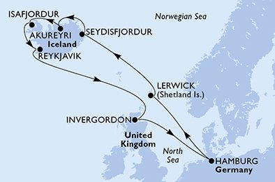 Itinéraire de votre croisière Croisière Islande  