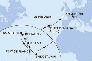 Itinéraire de votre croisière Croisière Transatlantique  