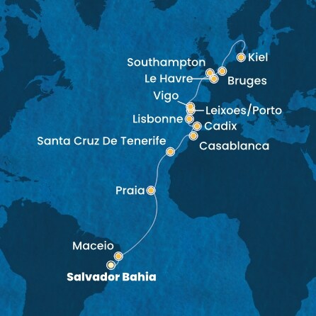 Itinéraire de votre croisière Croisière Transatlantique  
