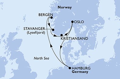 Itinéraire de votre croisière Croisière Norvège  