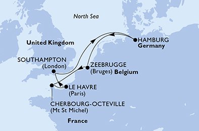 Itinéraire de votre croisière Croisière Europe du Nord  