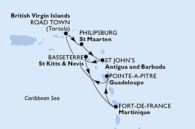 Itinéraire de votre croisière Croisière Caraïbes  Antilles  