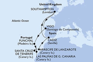 Itinéraire de votre croisière Croisière Canaries  