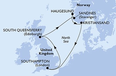 Itinéraire de votre croisière Croisière Norvège  