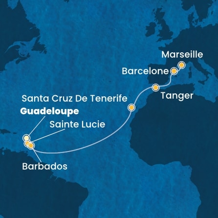 Itinéraire de votre croisière Croisière Transatlantique  