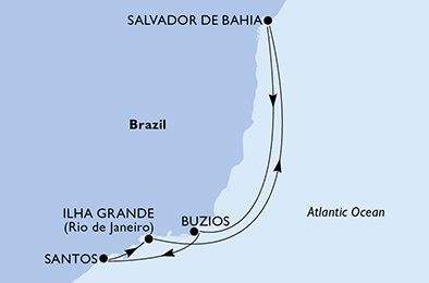 Itinéraire de votre croisière Croisière Brésil  