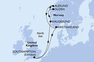 Itinéraire de votre croisière Croisière Norvège  