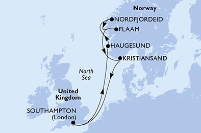 Itinéraire de votre croisière Croisière Norvège  