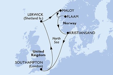 Itinéraire de votre croisière Croisière Norvège  