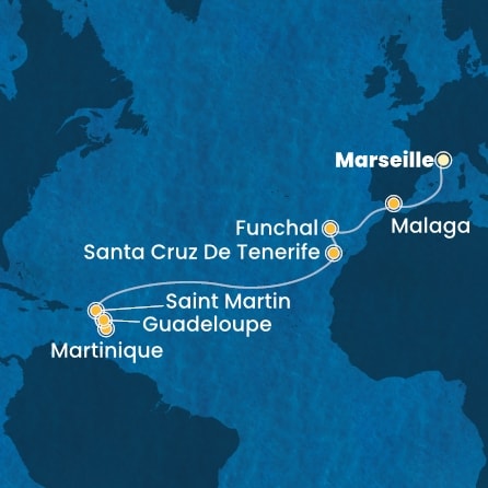 Itinéraire de votre croisière Croisière Transatlantique  