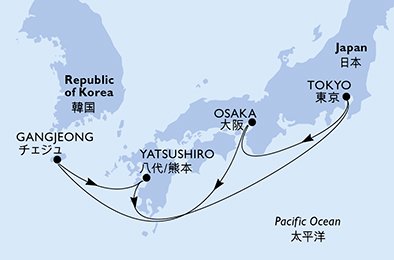 Itinéraire de votre croisière Croisière Asie  