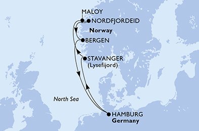 Itinéraire de votre croisière Croisière Norvège  