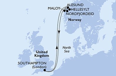 Itinéraire de votre croisière Croisière Norvège  