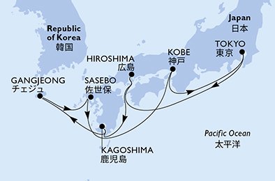 Itinéraire de votre croisière Croisière Asie  