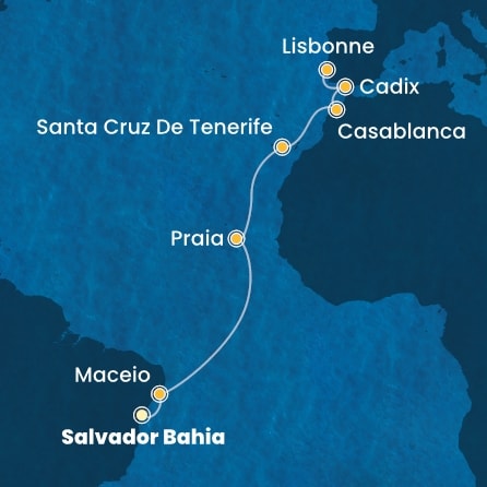 Itinéraire de votre croisière Croisière Transatlantique  
