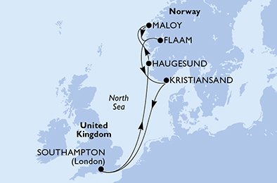 Itinéraire de votre croisière Croisière Norvège  