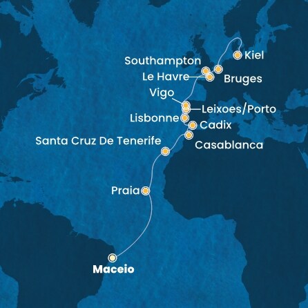 Itinéraire de votre croisière Croisière Transatlantique  
