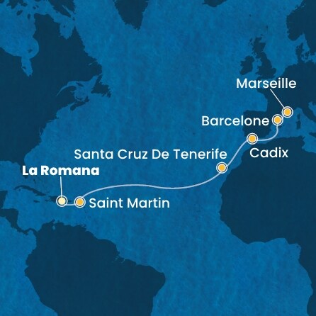 Itinéraire de votre croisière Croisière Transatlantique  