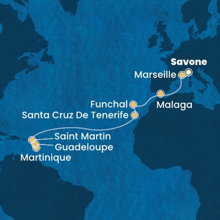 Itinéraire de votre croisière Croisière Transatlantique  
