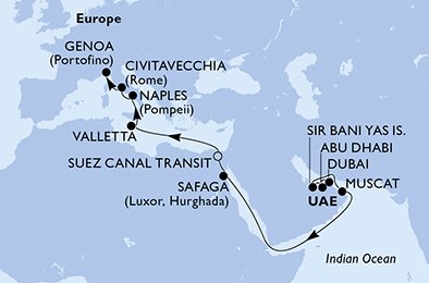 Itinéraire de votre croisière Croisière Moyen orient  