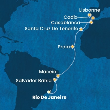 Itinéraire de votre croisière Croisière Transatlantique  