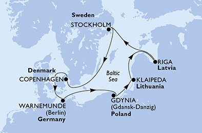 Itinéraire de votre croisière Croisière Baltique  