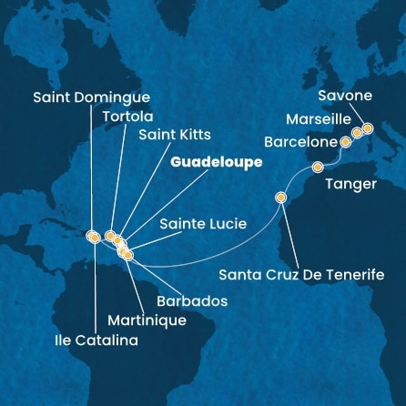 Itinéraire de votre croisière Croisière Transatlantique  