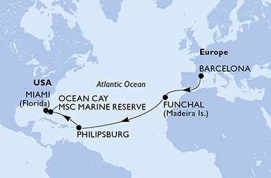 Itinéraire de votre croisière Croisière Transatlantique  
