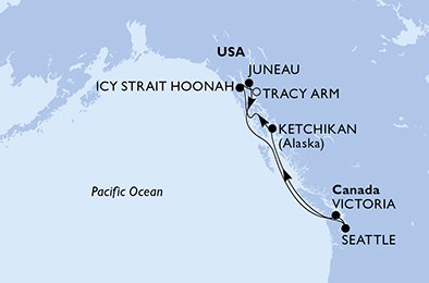 Itinéraire de votre croisière Croisière Alaska  
