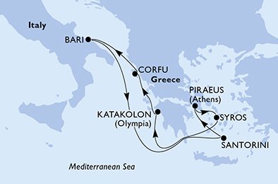 Itinéraire de votre croisière Croisière Iles grecques  