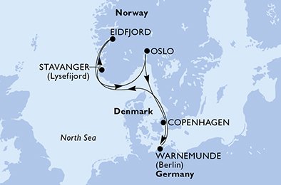 Itinéraire de votre croisière Croisière Norvège  